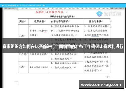 赛事组织方如何在比赛前进行全面细致的准备工作确保比赛顺利进行